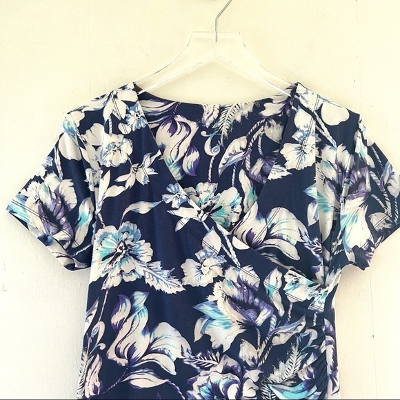 Soft Surroundings Shapely Anywhere Dress in Blue Floral  Small Petite - Picture 2 of 13